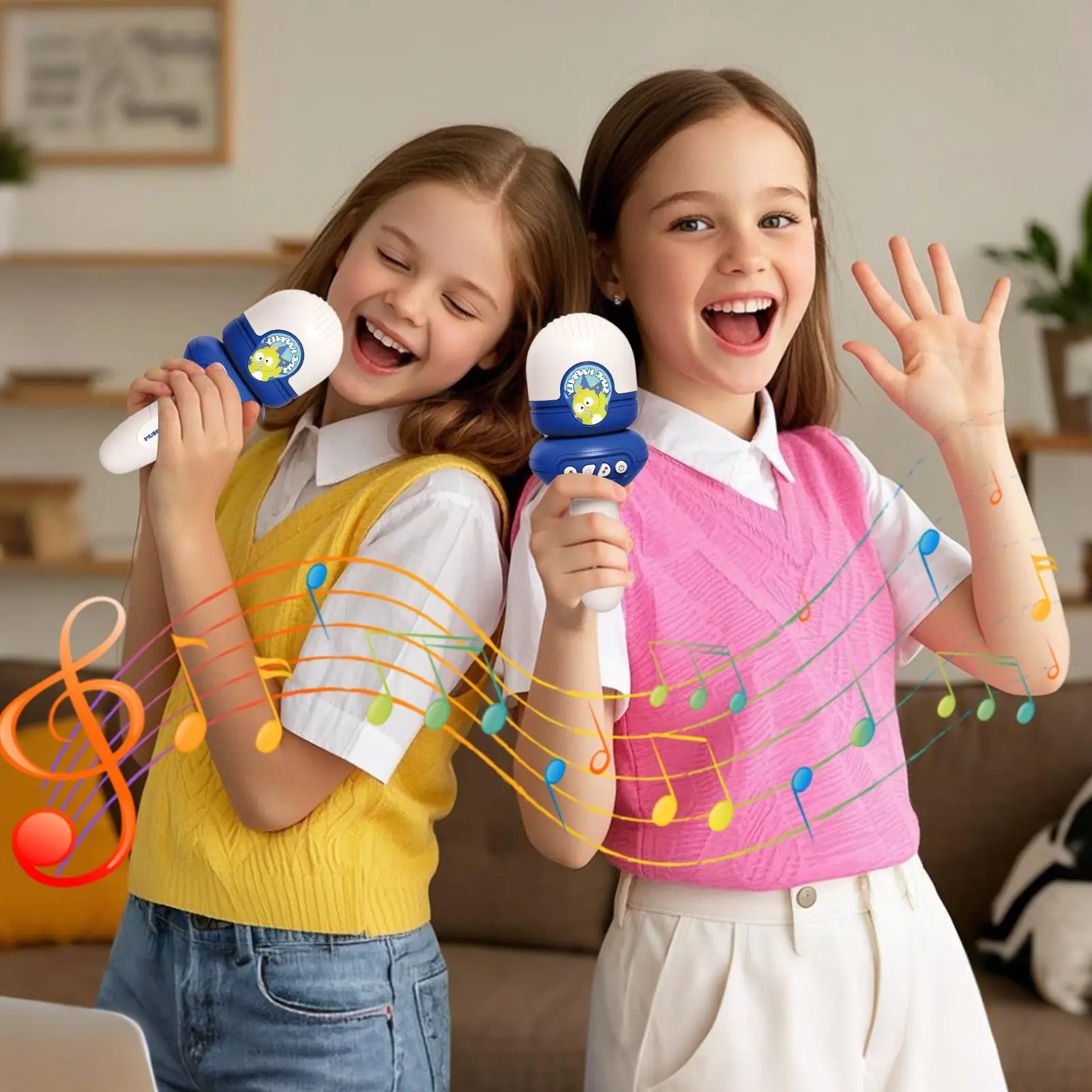 Microfono giocattolo per bambini Microfono con cambio voce per bambini Dispositivo di canto portatile con musica integrata per bambini di 3 anni