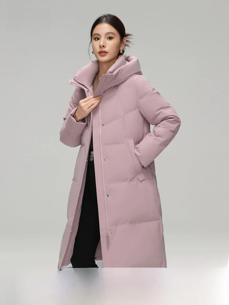 

Snow Flying Long Hooded Women's down Jacket Princesse Style Thickened Polyester Fiber Duck down Filling Warmth Sweet Style