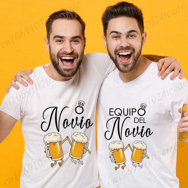 French Evg Team Married Groom Squad T-shirt Wedding Party Tees Future Groom Man Beer Graphic Tops Single Bachelor Party Tshirt