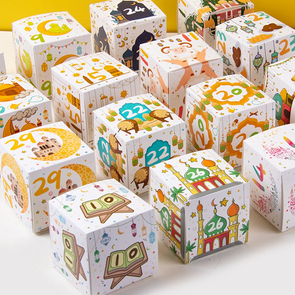 30pcs Ramadan Countdown Boxes Ramadan Advent Calendar Decorations 30 Days DIY Gift Boxes for Eid Ramadan Mubarak Party Supplies