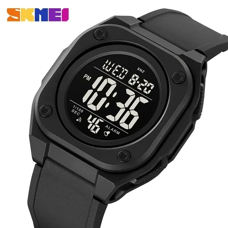 

SKMEI Casual Stopwatch Date Week 5Bar Waterproof Wristwatch Alarm Clock Fashion LED Light Countdown Digital Mens Sport Watches