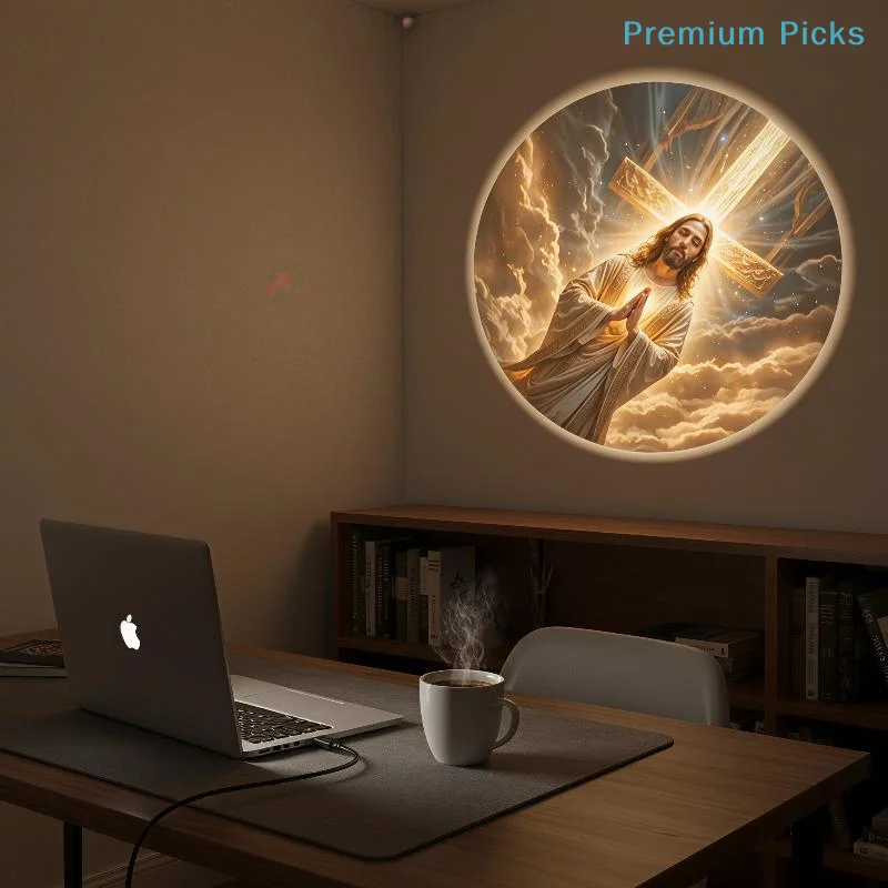 Religious Figure Portable USB Projection Lamp 12 Patterns Energy Saving Soft Light Decor Night Light for Christmas Easter Gifts