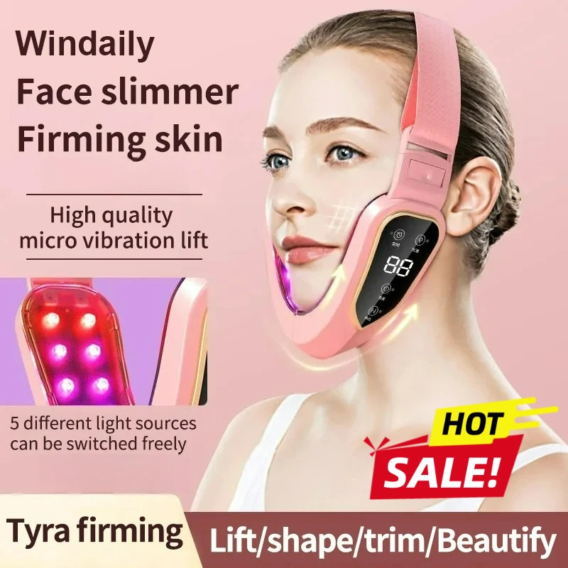 جهاز رفع الوجه LED الفوتون العلاج الوجه التخسيس مُدلك بالاهتزاز الذقن المزدوجة الخامس الوجه على شكل آلة حزام رفع الخد #1