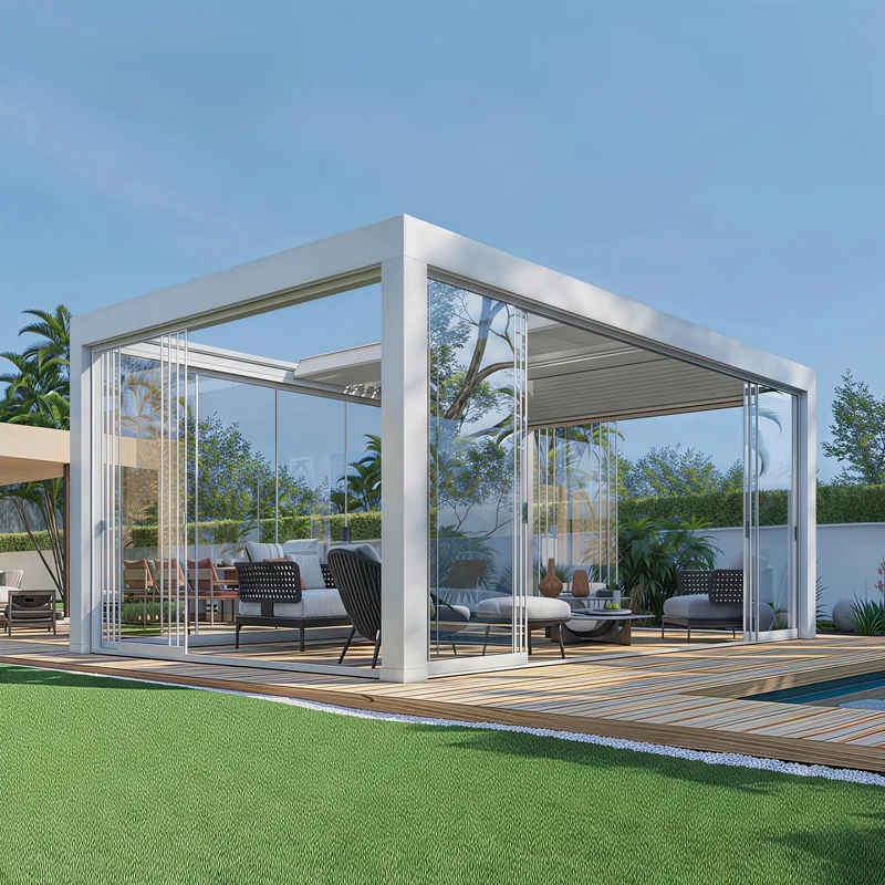 Heavy-Duty Aluminum Pergola Louvre Gazebo Balcony Waterproof Windproof Neutral Packaging Labeling