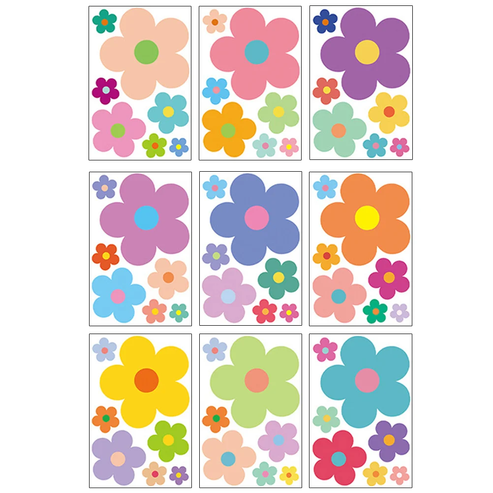 

9 Sheets Bedroom Wall Stickers for Bedrooms Flower Pattern Decals Decor Decoration