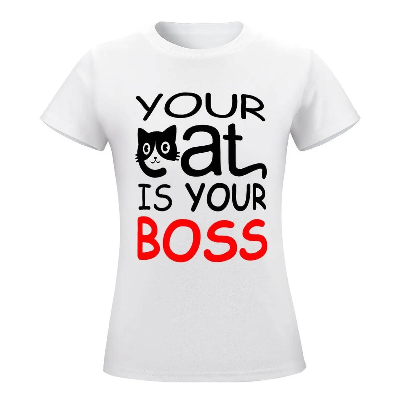 Tu gato es tu jefe Camiseta de cuello redondo, Hipster Camiseta deportiva, divertida, novedad de viaje, a la venta