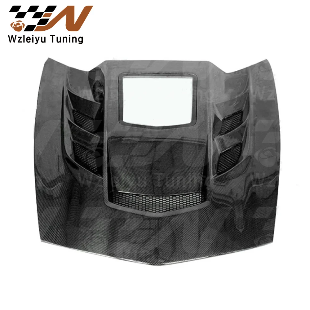 

Carbon Fiber Front Hood Bonnet Tempered Glass Fit For Corvette C7 15-19 High Quality Fitment