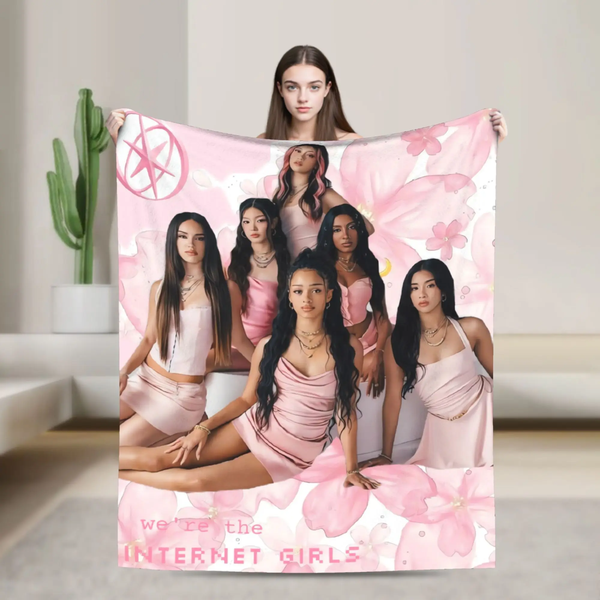 Blankets Katseye Decorative Flannel Throw Blanket For Couch Chair Sofa Bed Warm Soft Custom Quality Bedspread Birthday Gift