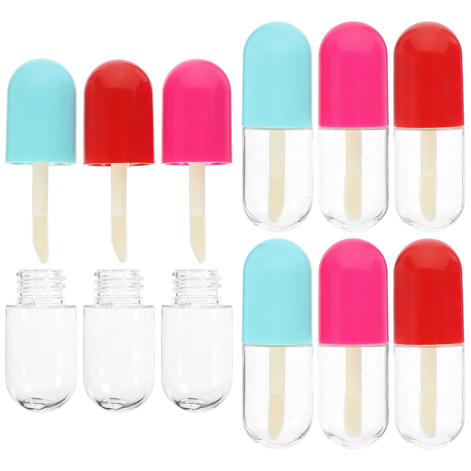 9 Pcs Color Tube Empty Lip Oil Bottle Clear Gloss Eyelash Subpackaging Refillable Storage Asb Balm Containers