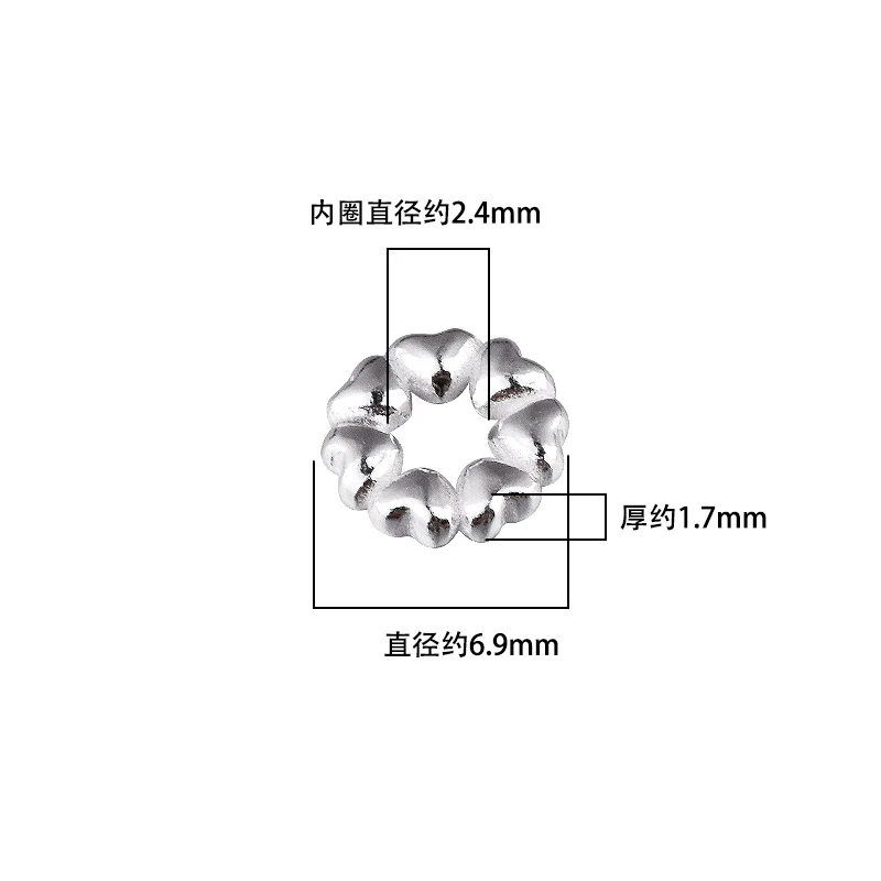S999 pure silver heart-shaped spacer handmade diy gasket material for bracelet and necklace accessories