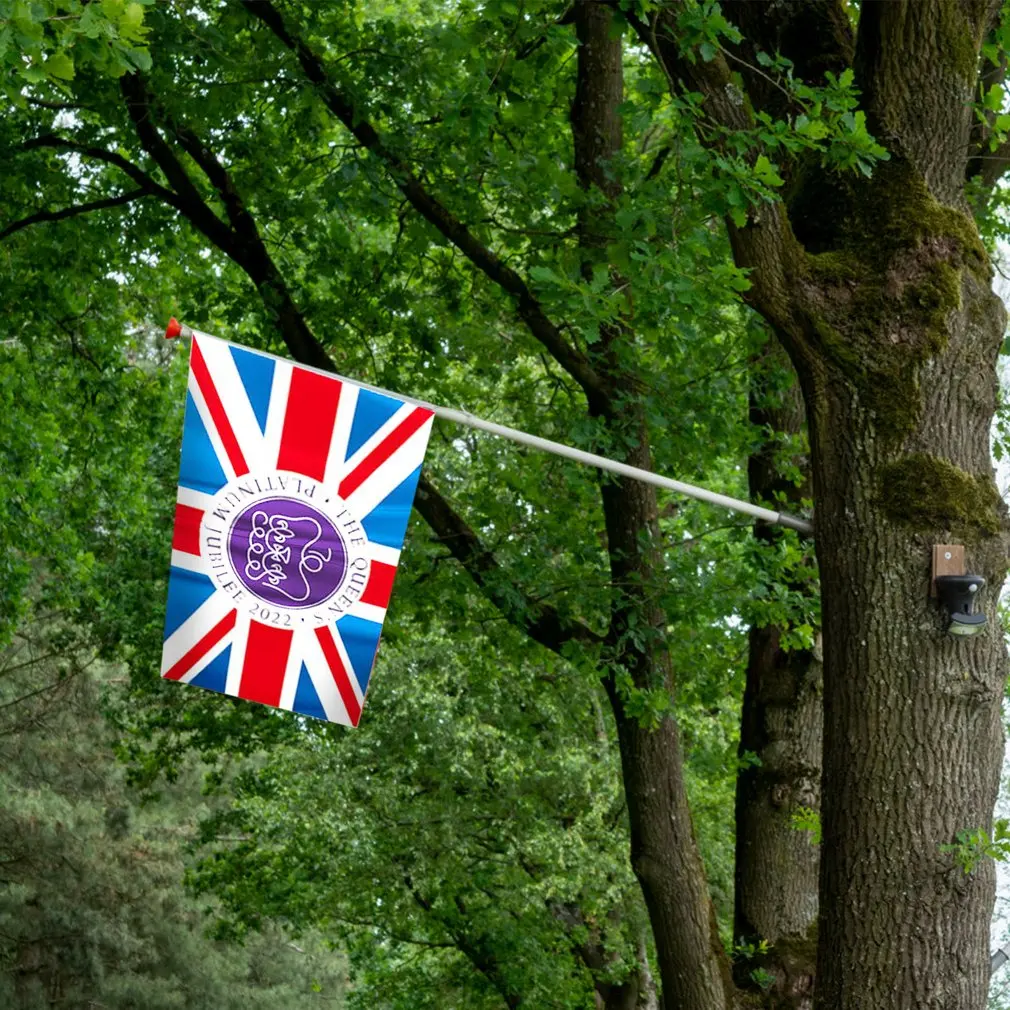 10pcs 14*21cm Flags England Queen Flag UK Flying Flag Britain United Kingdom Banner With Plastic Flagpoles Hand Waving Flags