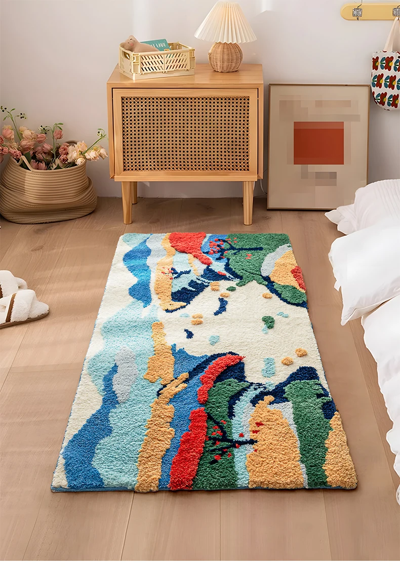 Spring Cartoon Long Rugs For Bedroom Home Decor Carpet Kids Room Soft Tufted Moss Kitchen Mat Creative Design Sofa Floor Rug