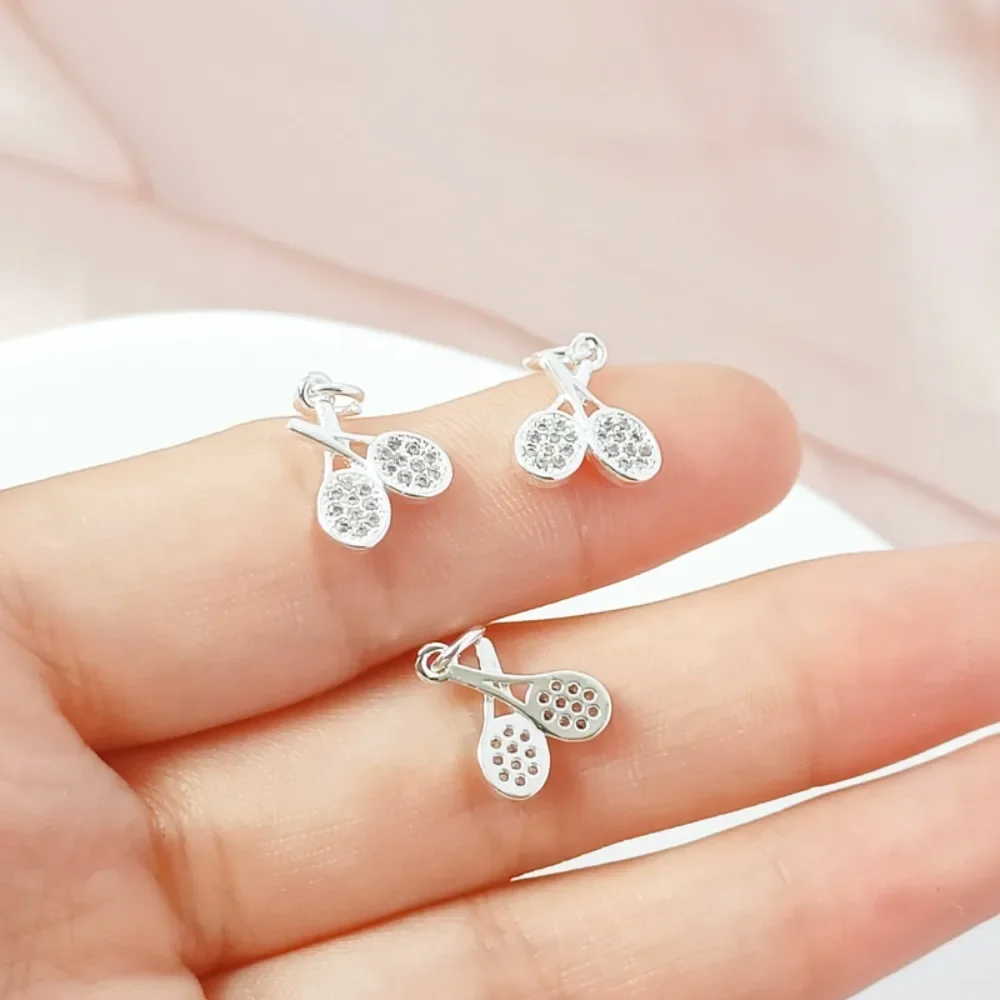 Silver Micro-inlaid Zircon Five-pointed Star Triangular Cherry Heart Square Crown Pendant DIY Handcrafted Pendant