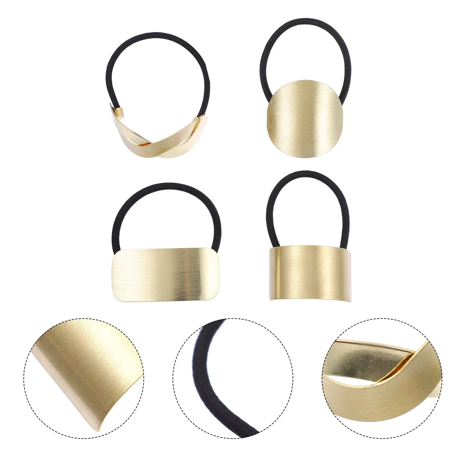 

4Pcs Metal Hair Ties Women Hair Bands Elegant Gentle Look Ponytail Cuffs for Exercise Travel Dating Face Washing Shower Makeup