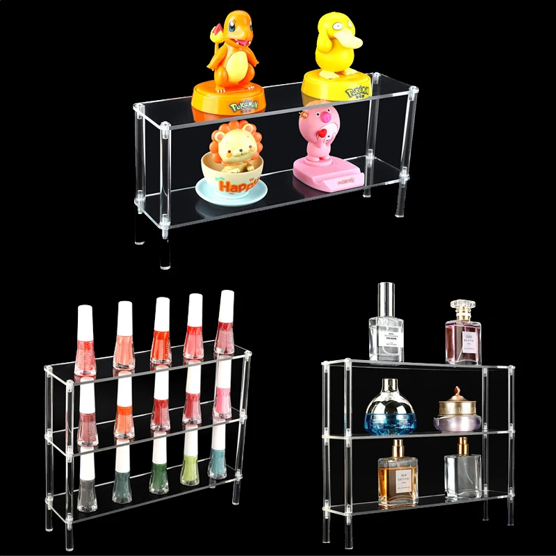 Acrylic Display Riser Shelf Organizer Storage Rack Holder Stand for Nail Polish Essential Oil,Figures,Perfume,Cupcake,Cosmetic