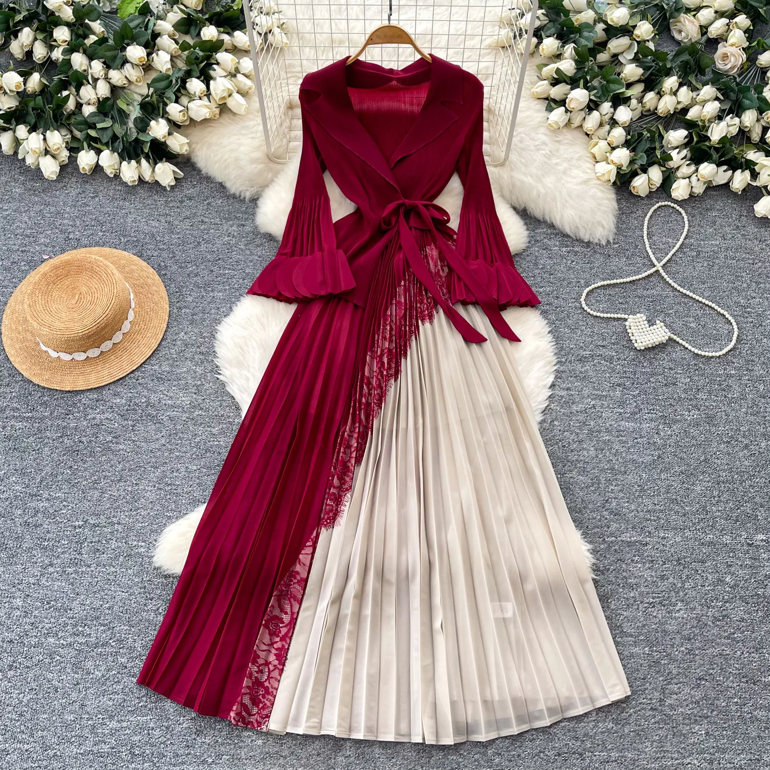 

Women Long Dress Dresses A Line Vestidos Tight Waist Y2k Streetwear V Neck Full Sleeve Elegant Party Night Work Slim Fit 2026