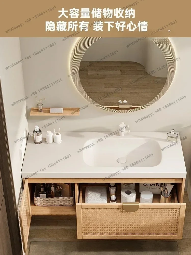 Basin Rattan Log Amazed Silence Wind Bathroom Cabinet Combination Bathroom Sink Hand Wash Basin
