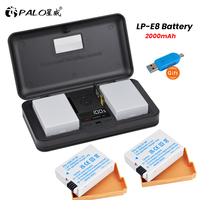 2000mAh LP-E8 LP E8 LPE8 Battery+LCD USB Dual Charger for Canon EOS Rebel T3i T2i T4i T5i 600D 550D 650D 700D Kiss X5 X4 X6 X7