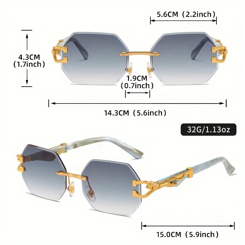 Geometric Leopard Print Sport Glasses For Women, Lightweight & Durable Composite Frame, Trendy Streetwear Glasses image 3