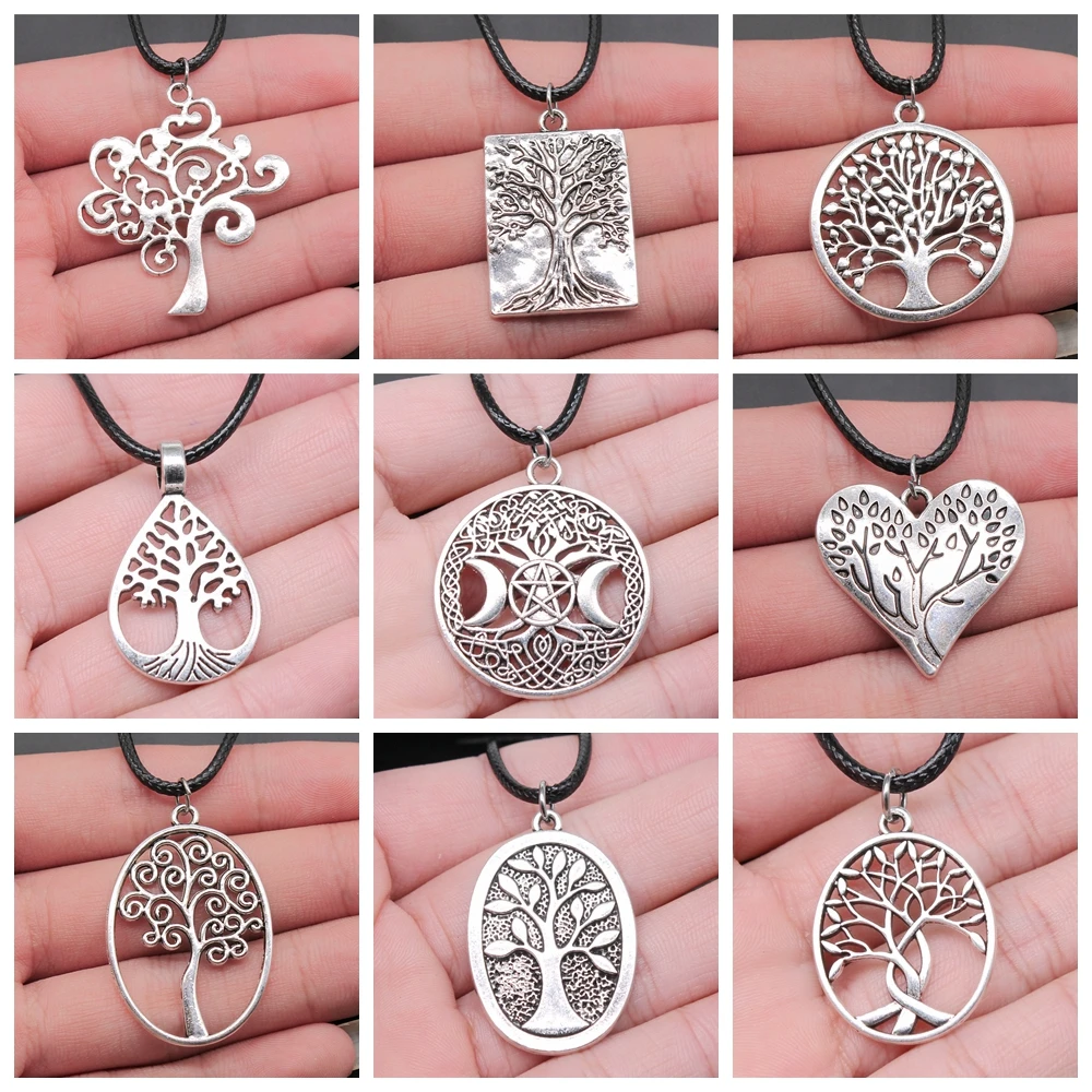 33 Styles Tree Of Life Pendant Necklace Black Leather Cord Unisex Women Men Necklace Jewelry Dropshipping