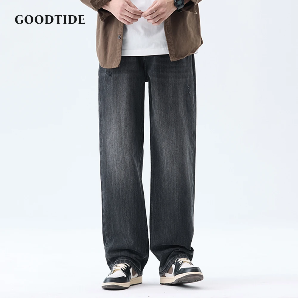 

Fashionable Men's Washed Straight Jeans 2025 Autumn New Embroidered Letter Pattern Loose Denim Casual Pants Size 28-40