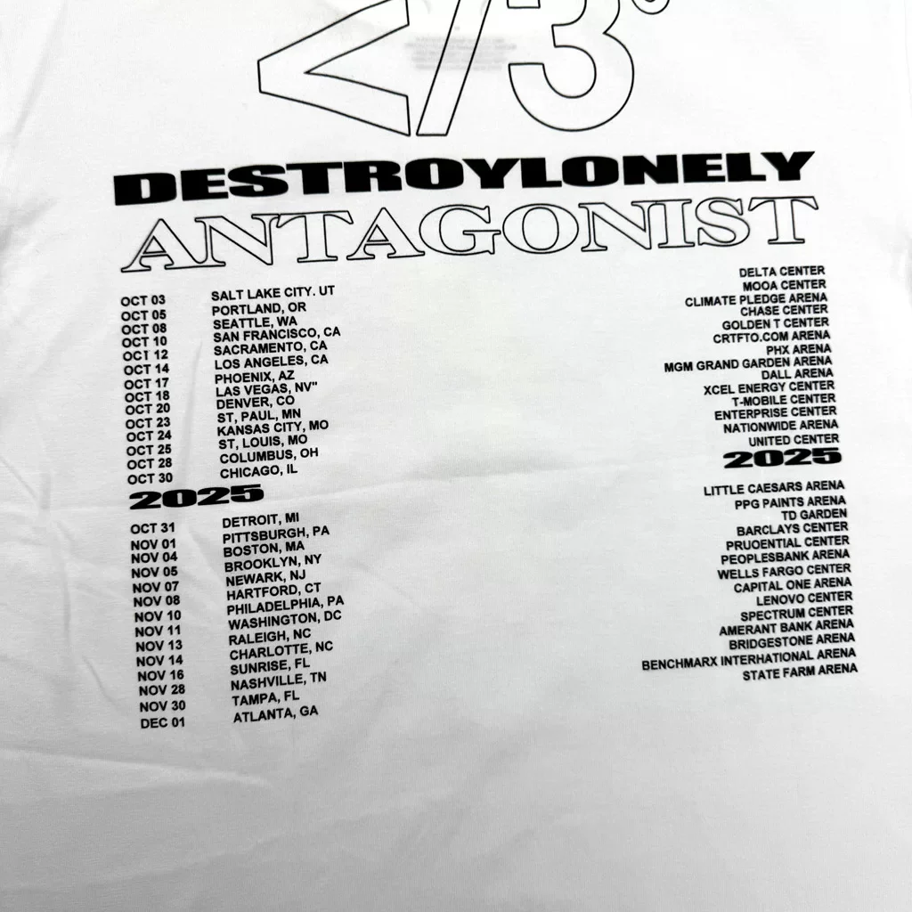 New Men Destroy Lonely Antagonist Tour Merch T Shirts T-Shirt Hip Hop Skateboard Street Cotton T-Shirts Tee Top US size E199