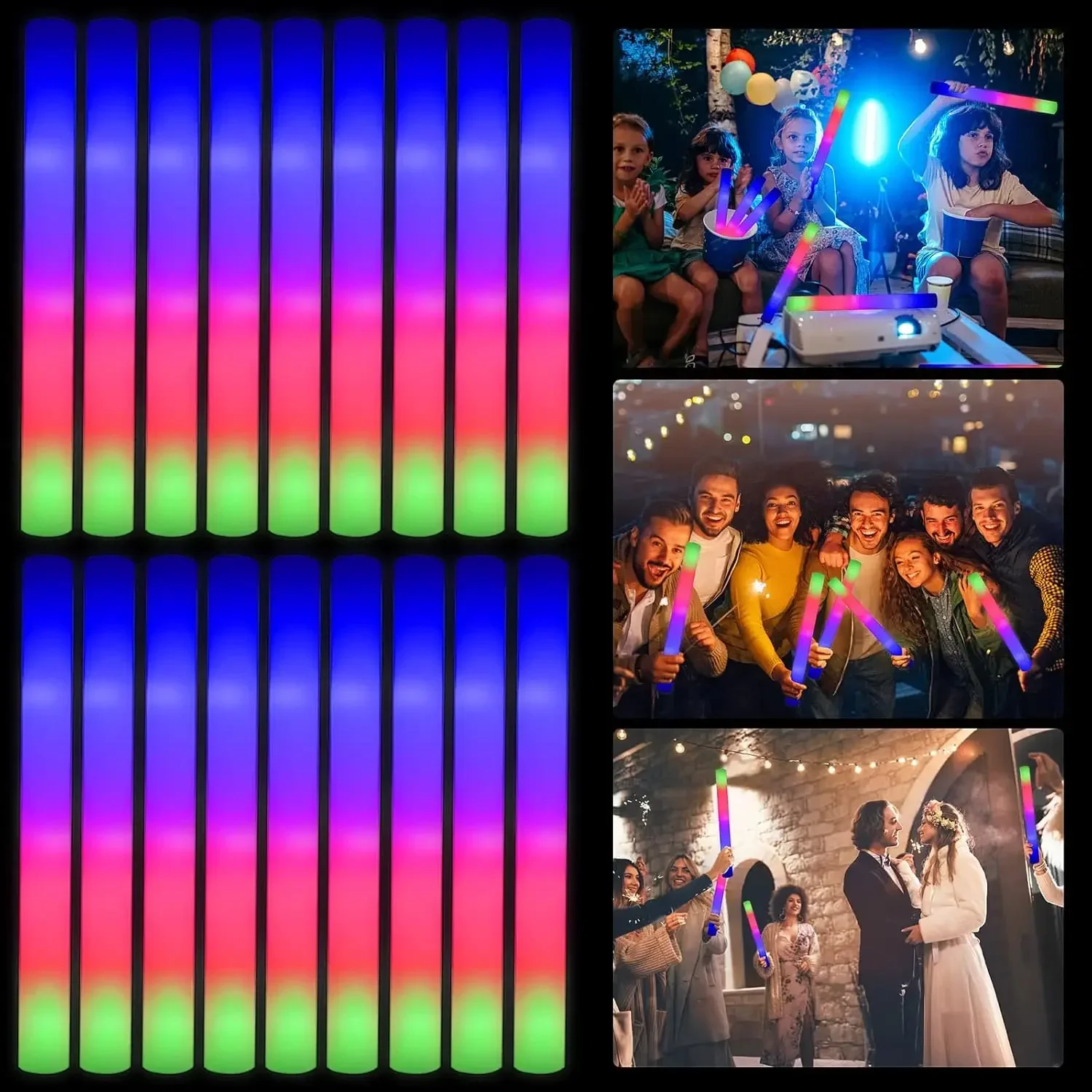 3Z-50PCS Led Foam Glow Sticks - Flashing Led Foam Sticks Party 评论和价格
