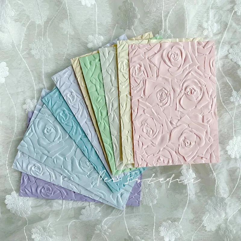 Rose Embossed Texture Paper, DIY Material, Soft Color Handbook Cover Paper, Scrapbooking Paper