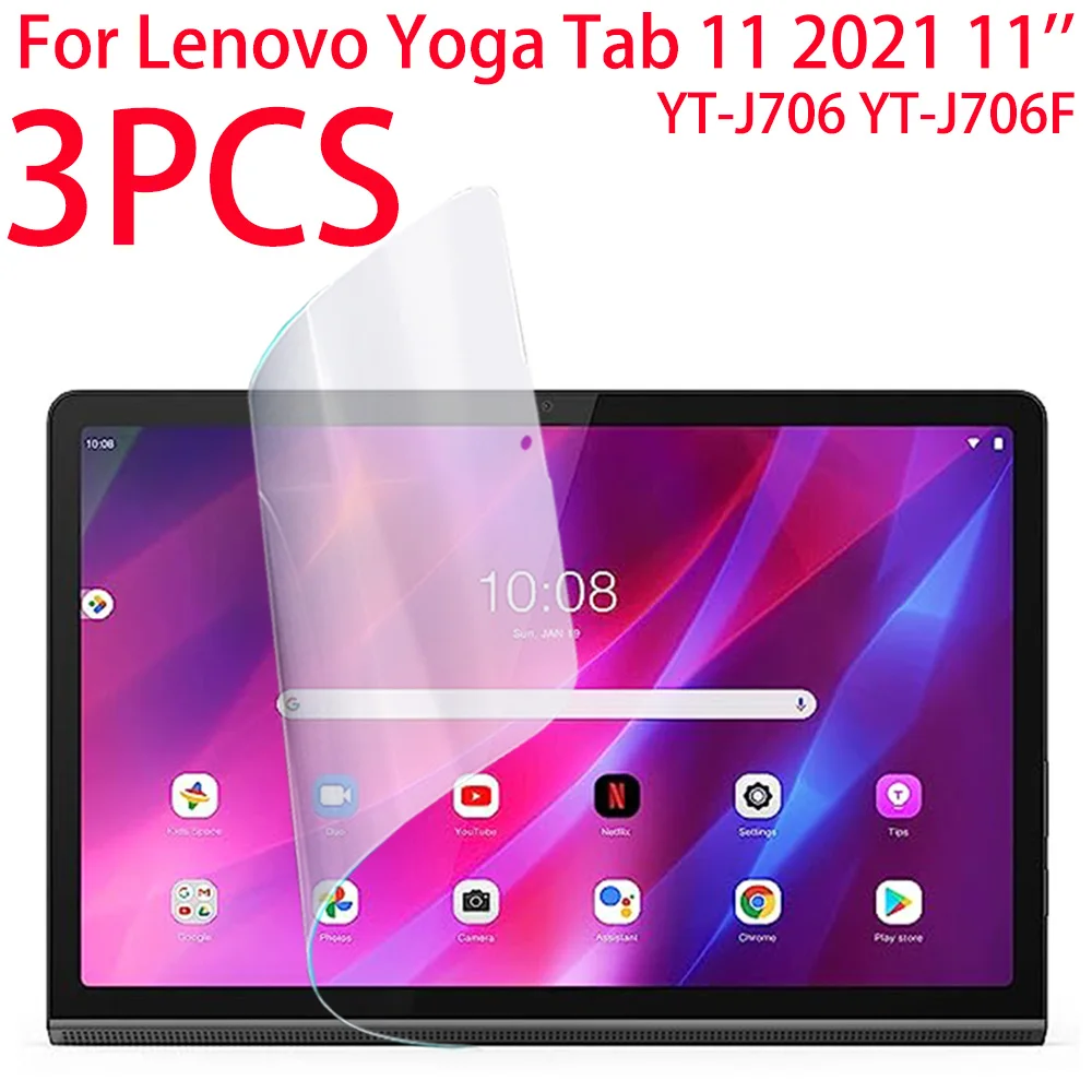 3PCS PET Soft Film Screen Protector For Lenovo Yoga Tab 11 2021 YT-J706F 11 inch Tablet Protective Film