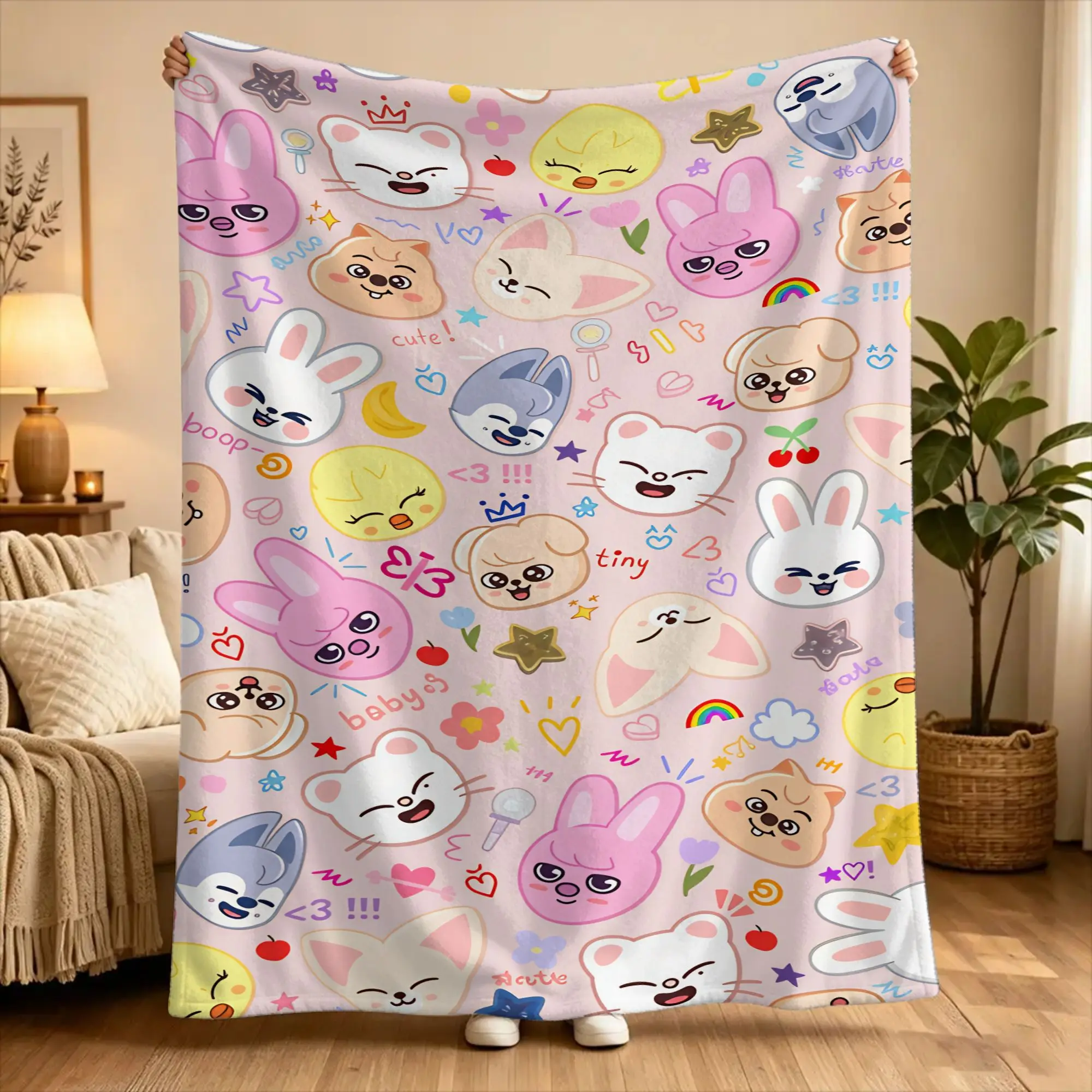 KPOP S-Strays Blankets For kids  Warm Fashion Plush Throw Blanket For Living Room Travel Office Flannel Bedspread Bed Cover