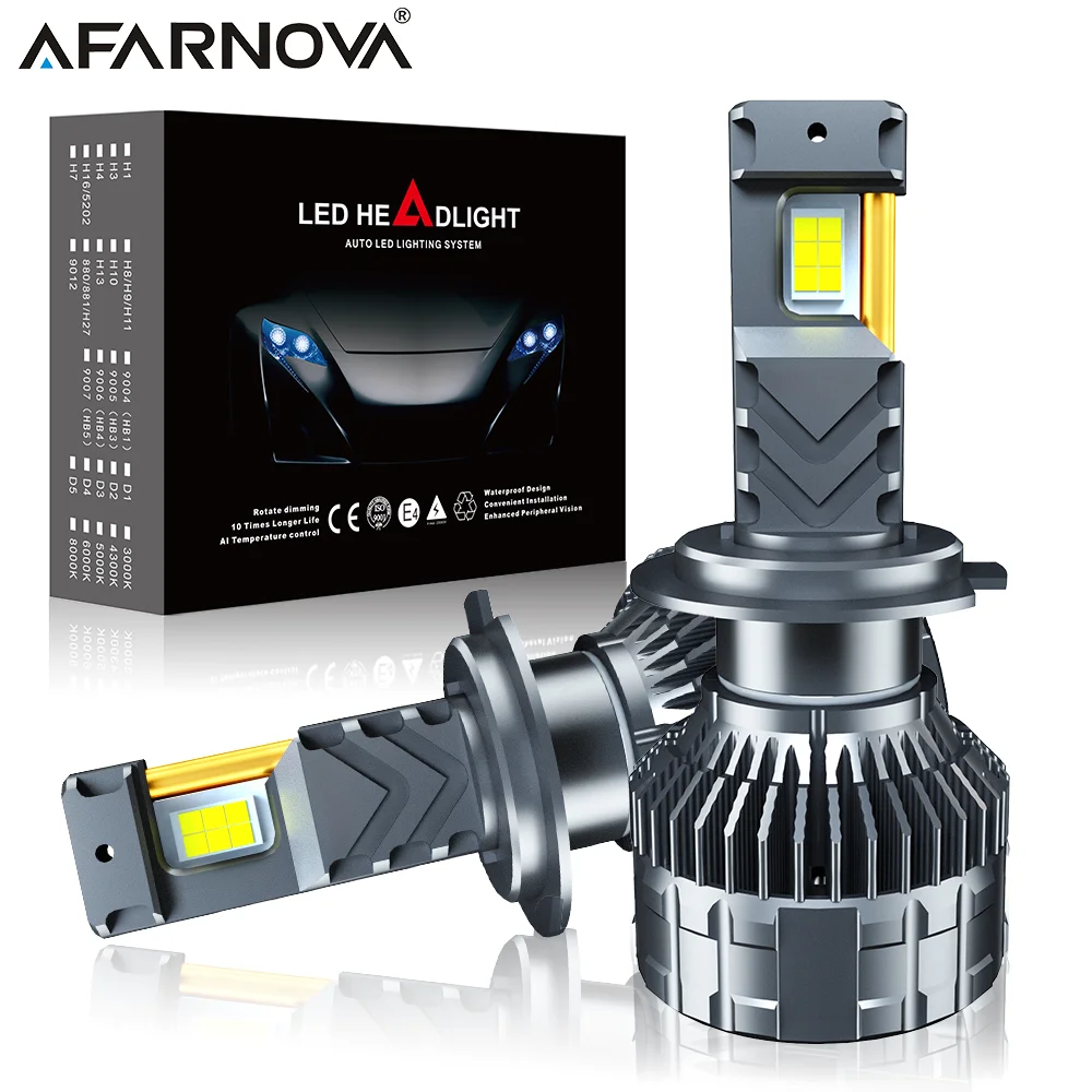 

Afarnova 25000LM H7 H4 H11 Светодиодная фара 280 Вт высокой мощности H1 H8 H9 HB4 HB3 9005 9006 9012 Турбо-лампа 4575CSP 6000K Автомобильный фонарь