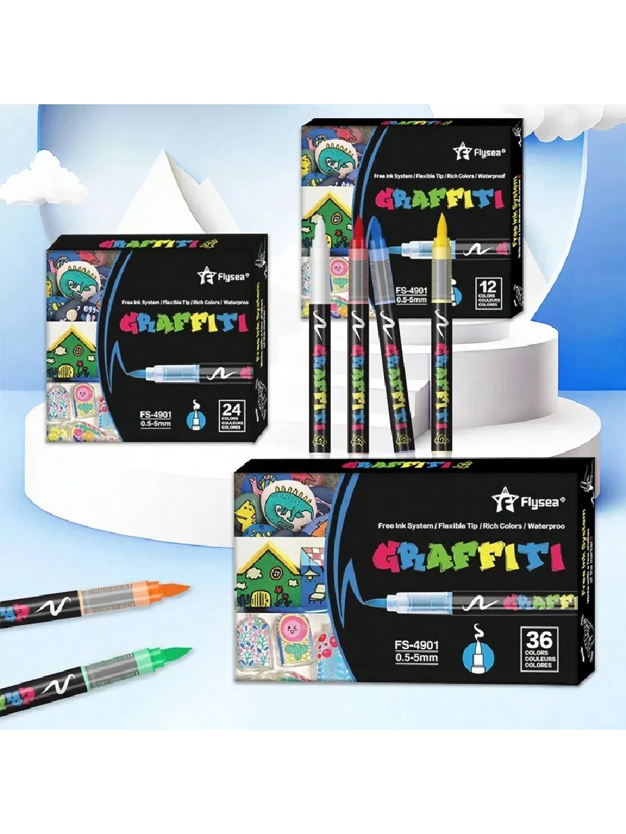 

12-36 Colors Acrylic Paint Art Marker Pens, Brush Tip, Paint Markers For Rock Painting Wood Canvas Stone,DIY Crafts