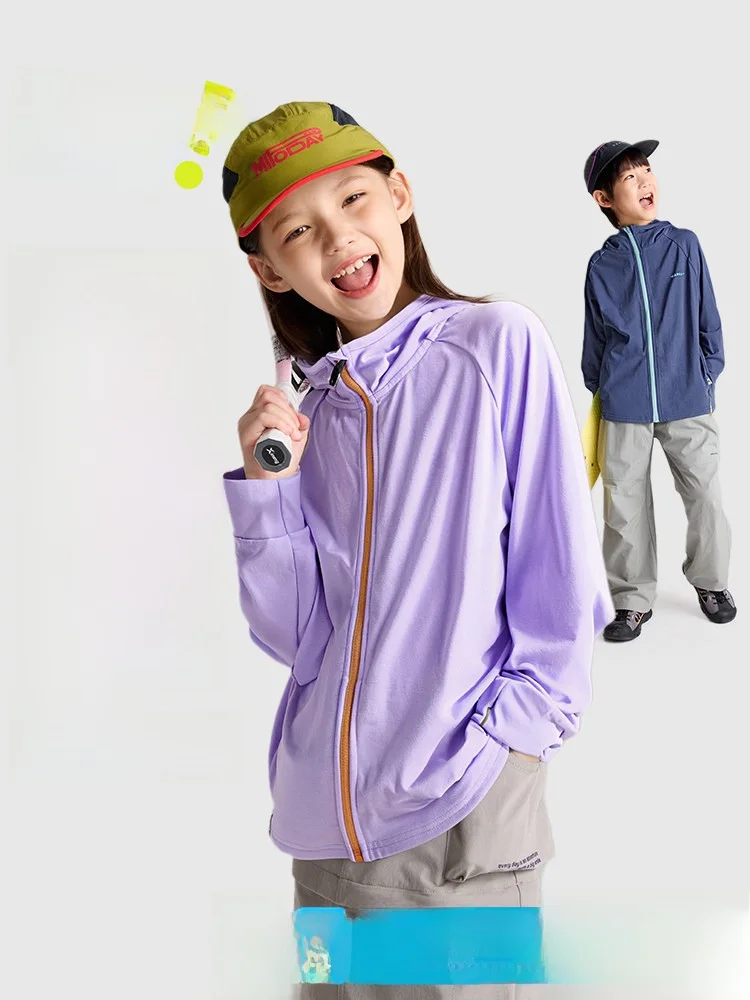 

Quick Dry Children's Sun Protection Clothes Breathable Casual Style Polyester Fiber Long Sleeve Hooded Jacket for Boys And Girls