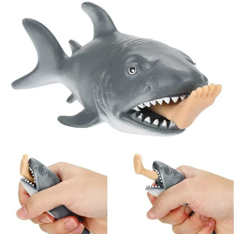 Anti Stress Squeeze Toy Creative Biting Leg Shark Toy Plastic Funny Spoof Trick Gift For Kids Freeshipping Boy Gril Gag Toys