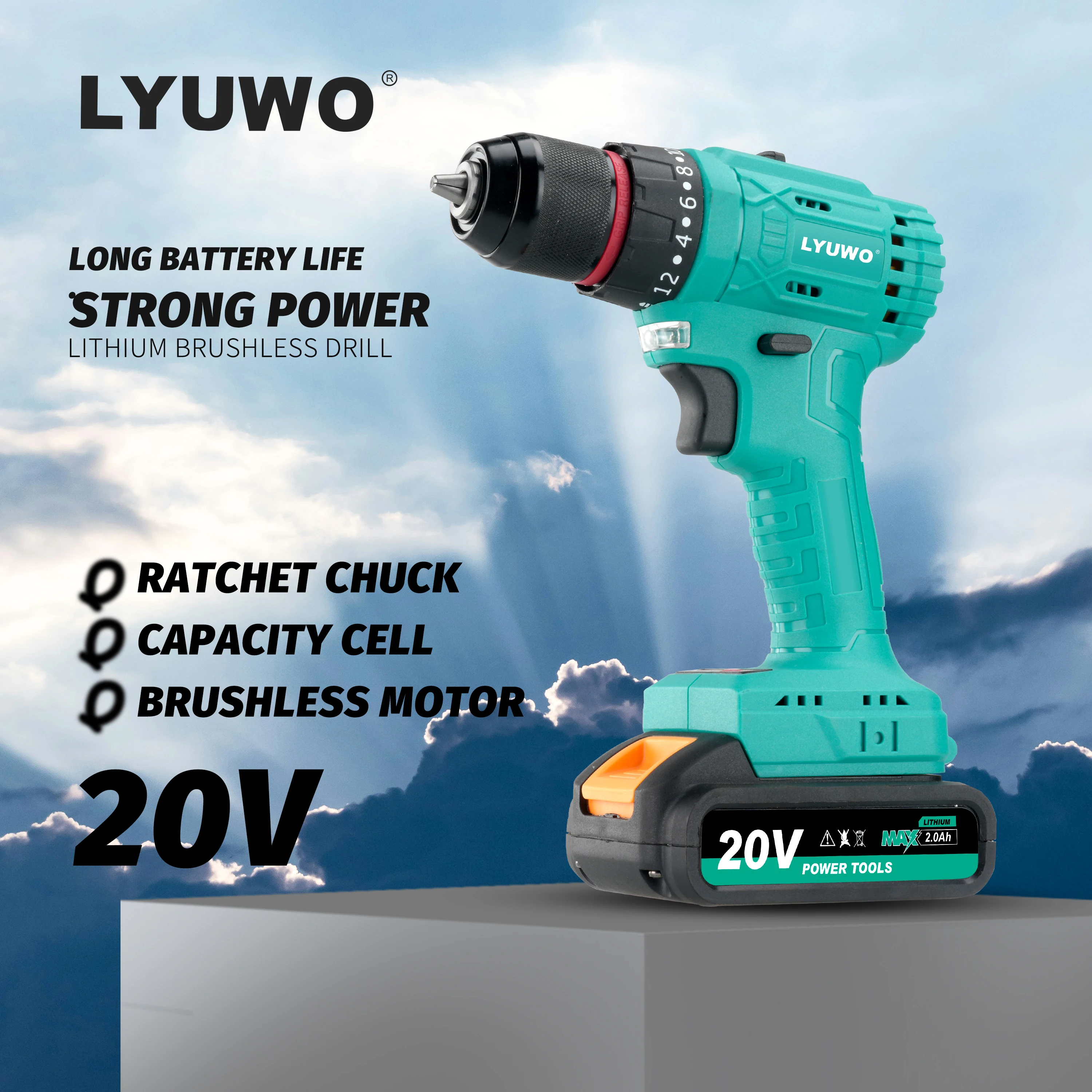 

LYUWO 21V Rechargeable Lithium Electric Hand Drill High Power Multi-function Household Power Tool Pistol Drill Universal