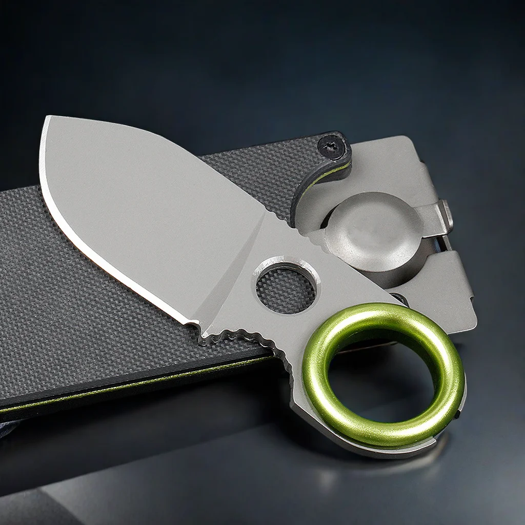 Cuchillo de bolsillo portátil EDC para acampar, llavero de hoja fija multiherramienta, Mini cuchillo de fruta multiusos para autodefensa y senderismo