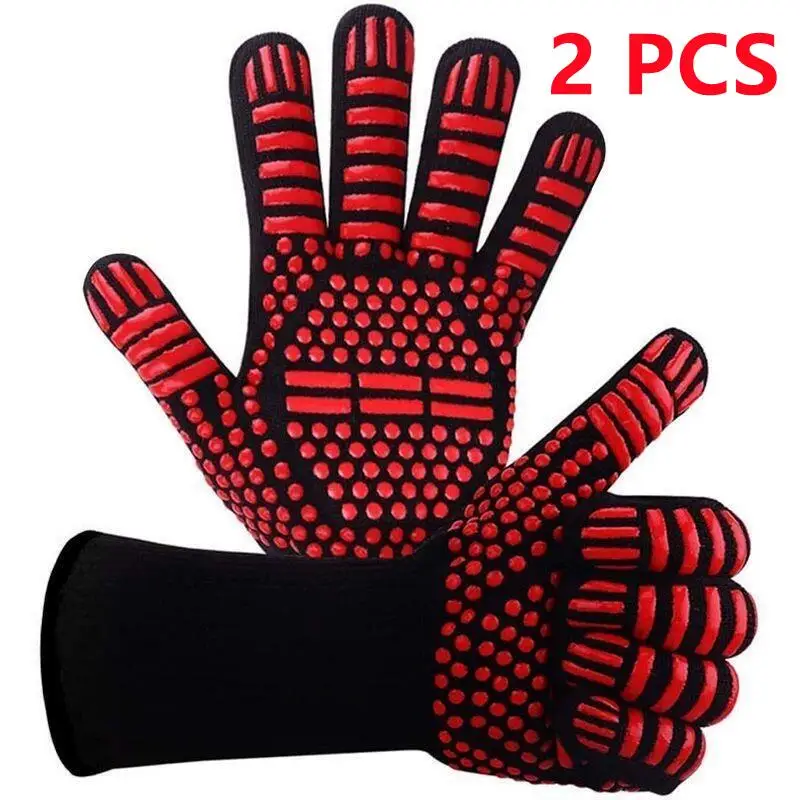 BBQ Microwave Oven Gloves High Temperature Resistance Barbecue Mitts 800 Degrees Fireproof Anti Heat Insulation Glove for Baking image 6