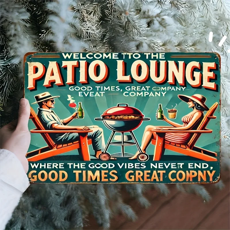 

[Durable Build] Welcome to the Patio Lounge" Vintage Metal Sign - Ideal for Home, Garden, or Bar Decor |Perfect for Room Decor