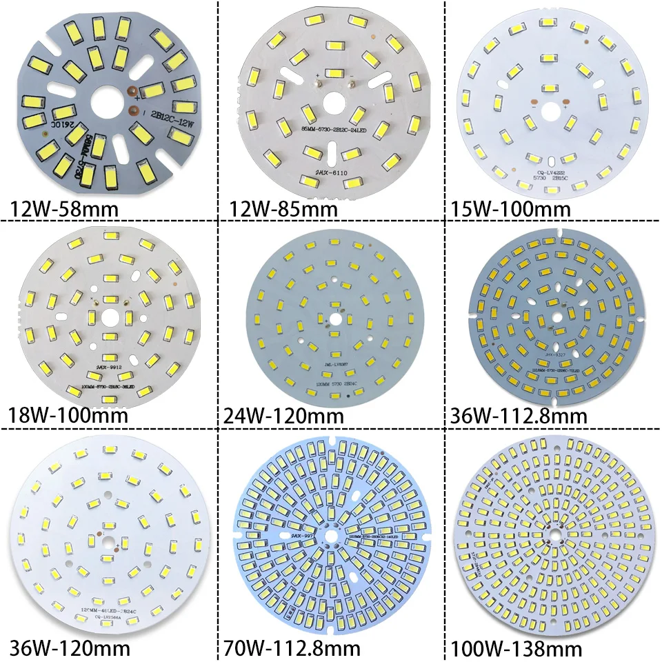 Imagem -03 - Painel de Lâmpada Led com Fio para Downlight Lâmpada Spotlight Chip Smd5730 3w 5w 7w 9w 12w 15w 18w 24w 36w