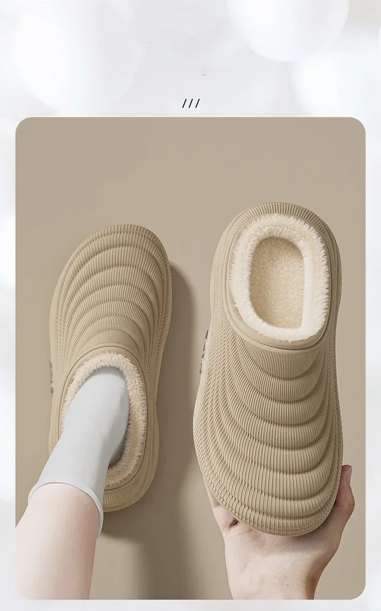 Autumn and Winter Waterproof Cotton Shoes for Men and Women, Plus Velvet to Keep Warm, Outer Wear Cotton Slippers