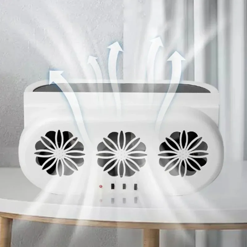 Solar Powered Car Exhaust Fan 3 Head Electric Car Cooling Fan USB Charging Window Ventilator Front Rear Seat Purifiers Radiator