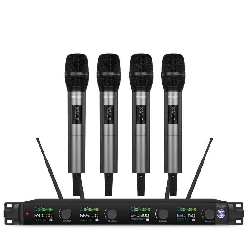 

ST-8440 4 Channel Wireless Microphone UHF Handheld Professional Mic Dynamic MImicrophone For Party Karaoke Church Stage Perform