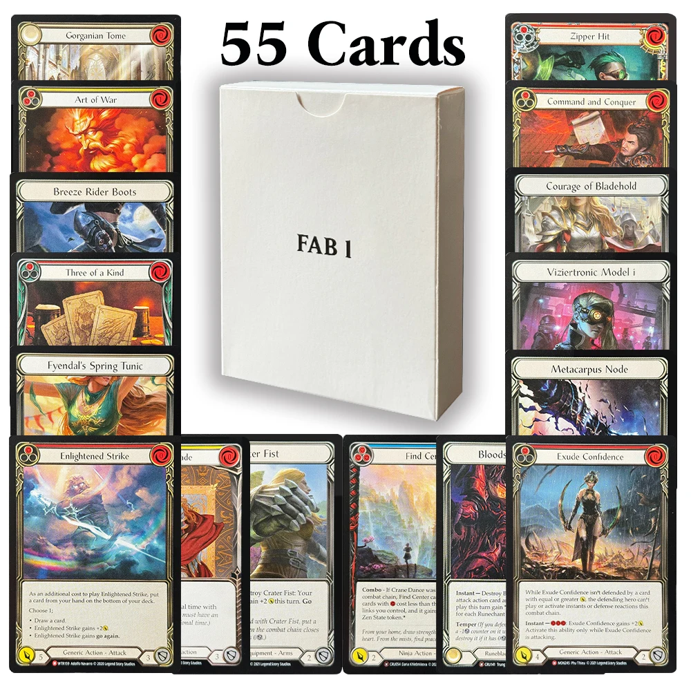 

55 шт. FAB 1 обычный весь набор Proxy Game TCG карты Enlightened Strike Exude Confidence Find Center Gambler's Gloves Crater Fist