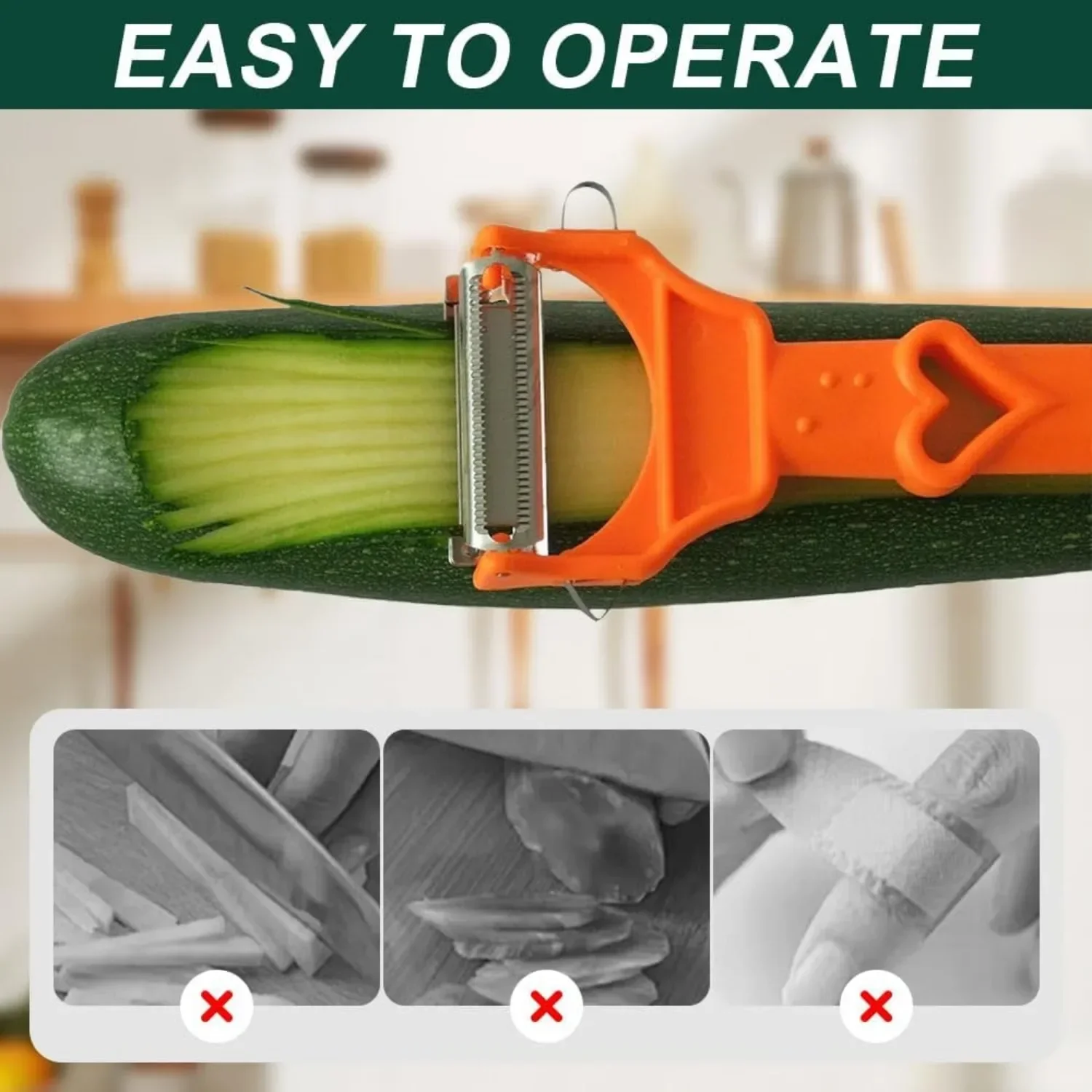 2 in 1 Upgraded Julienne Peeler Vegetable Peeler,All Kinds of Fruits and Vegetables Slicer Multi-functional Kitchenware 2Pcs Set