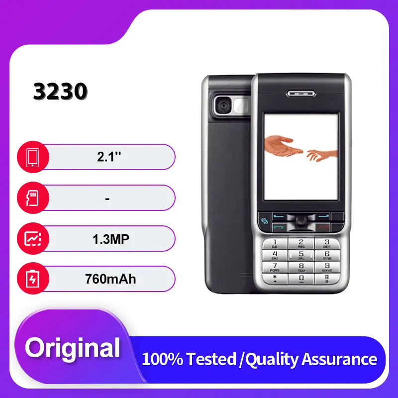 هاتف محمول أصلي غير مقفول 3230 بشريحة واحدة GSM 900/1800 مزود بتقنية البلوتوث ولوحة مفاتيح عربية روسية مصنوعة في فنلندا