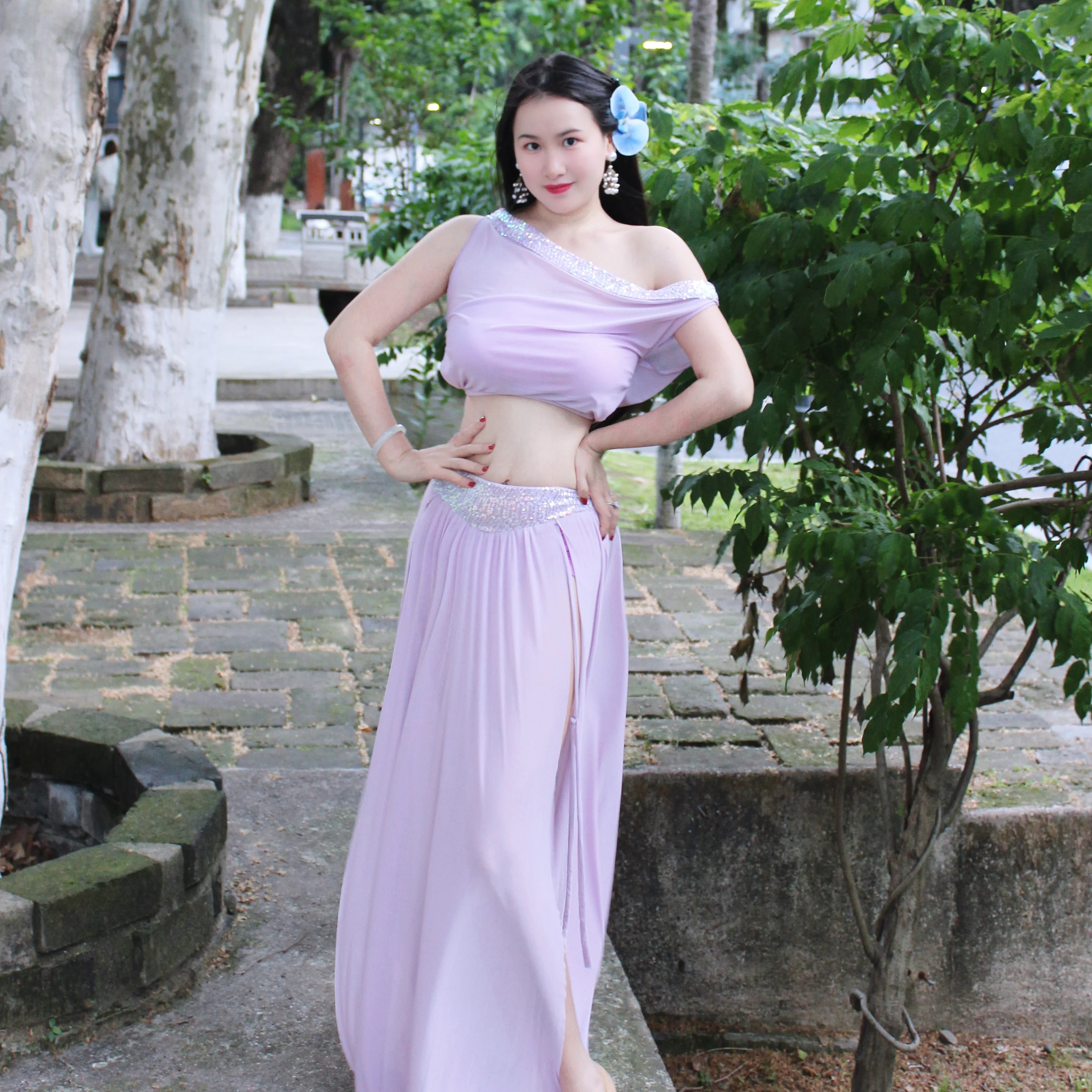 Novo traje de desempenho de dança do ventre para mulheres sexy temperamento prática roupas dança oriental conjunto de treinamento profissional