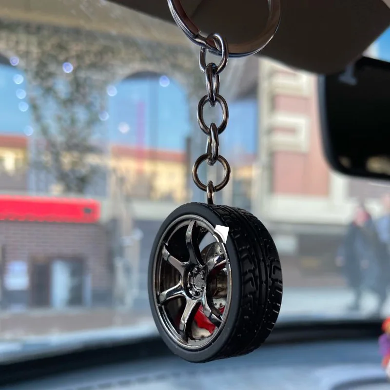 1PC Key Chain Durable Personality Unique Creative Car Modified Calipers Brake Disc Wheel Tire Metal Tire Key Chain