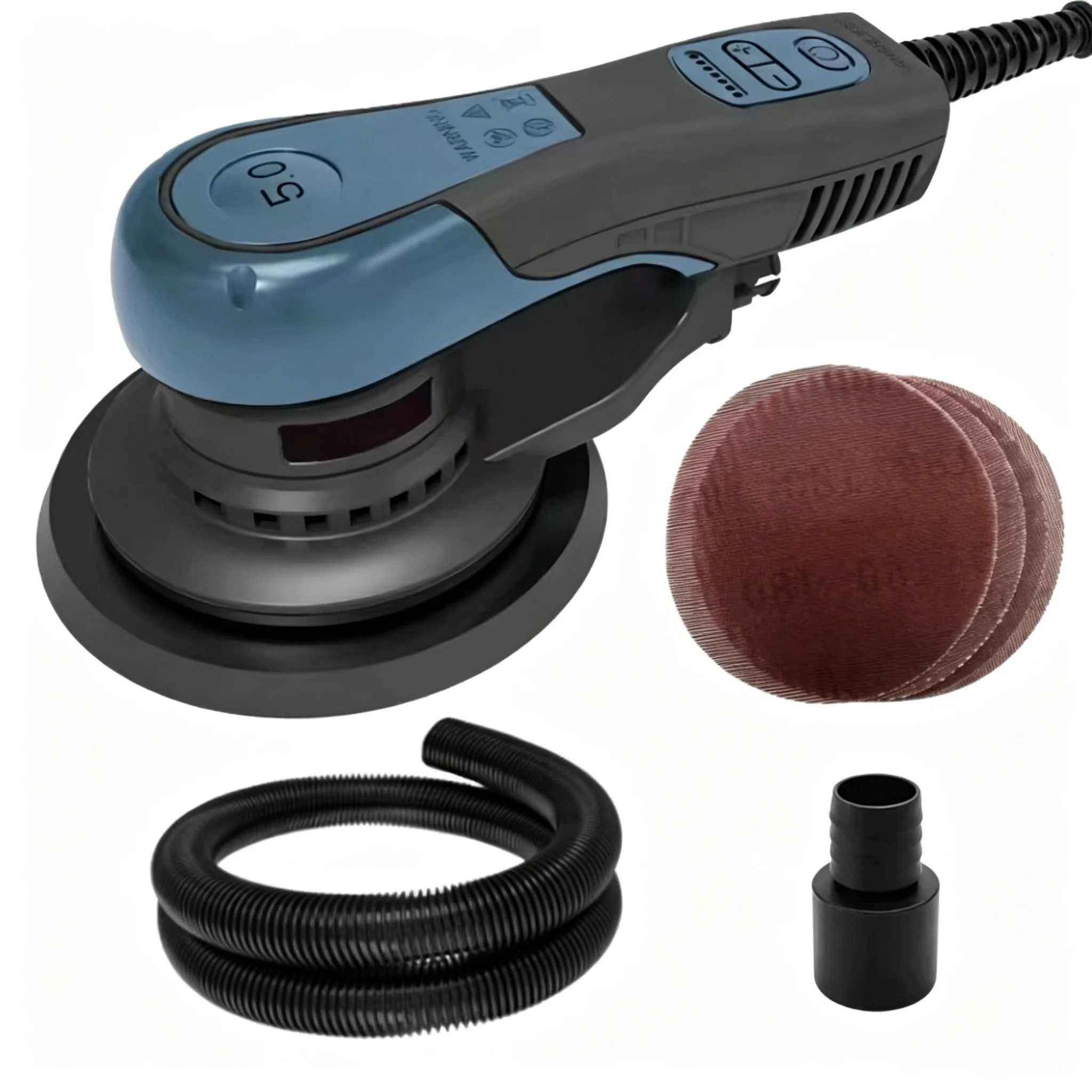 Brushless Electric Dry Sander Polisher 500W, Powerful Heat Dissipation Dust Extraction Smooth Grinding for Auto Paint Putty Work