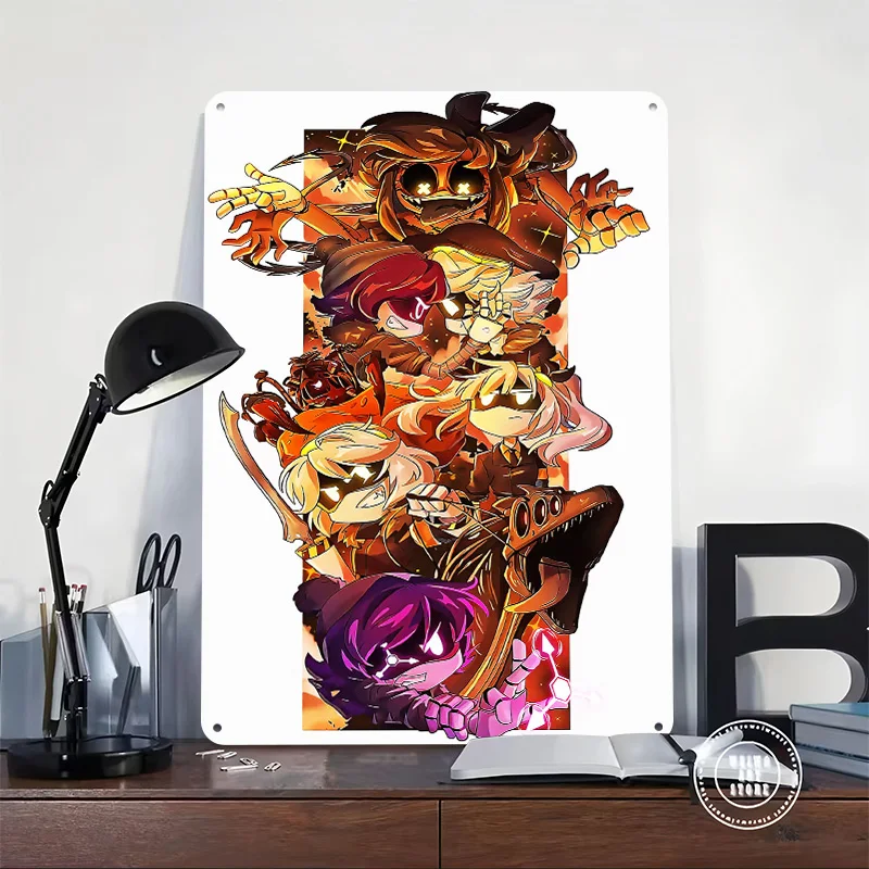 Murder Drones Characters and Dinosaur Printed Poster Customized Retro Wall Art Vintage Metal Tin Signs for Home Decor Items Desk