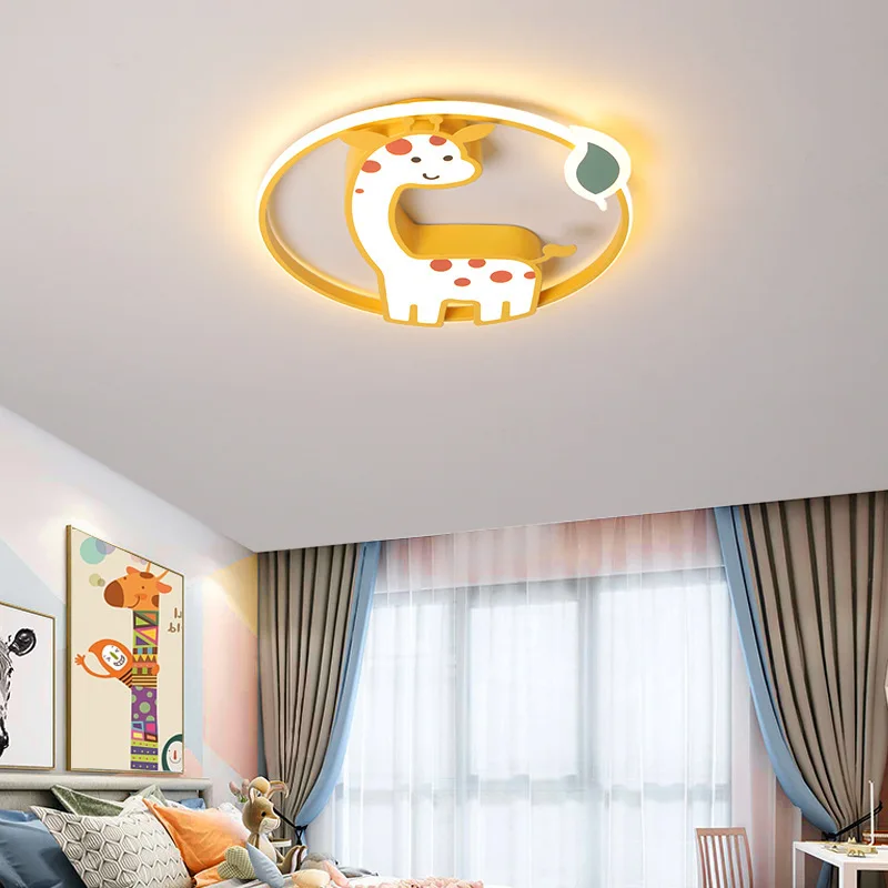 Nordic giraffe ceiling light Bedroom Cartoon remote ceiling lights Nordic Bedroom kawaii room decor Girl children room light